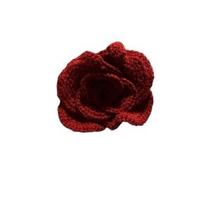 NEW handmade crochet flowers floral long stem RED ROSES artificial 1 rose